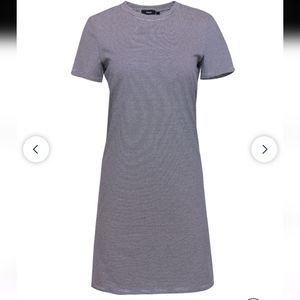 Theory Dark Navy & White Striped Crew Neck Knit T-Shirt Dress Small NWT